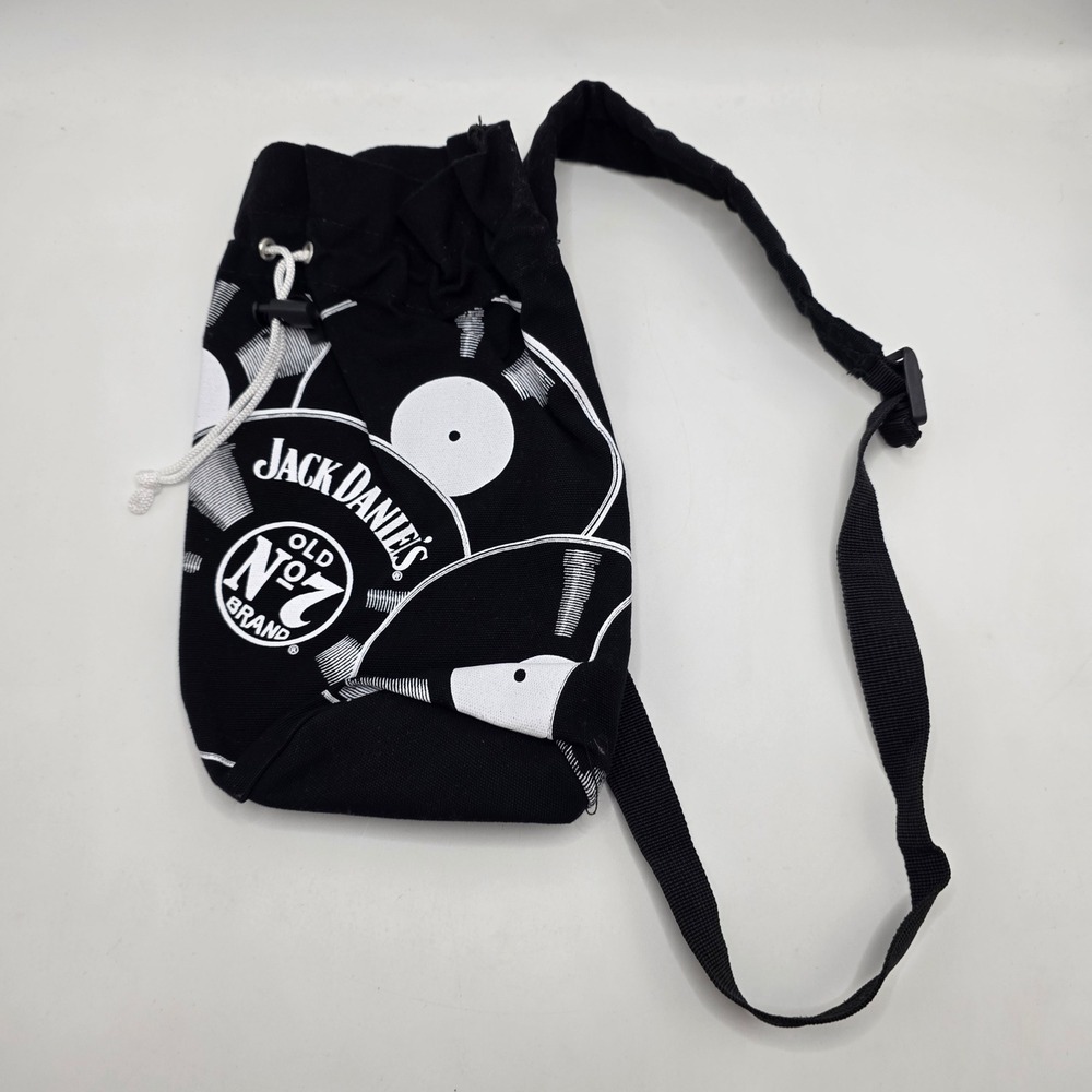 Jack Daniel's Sling Bag Vinyl Record Graphic Drawstring Pouch Whiskey Rock Music